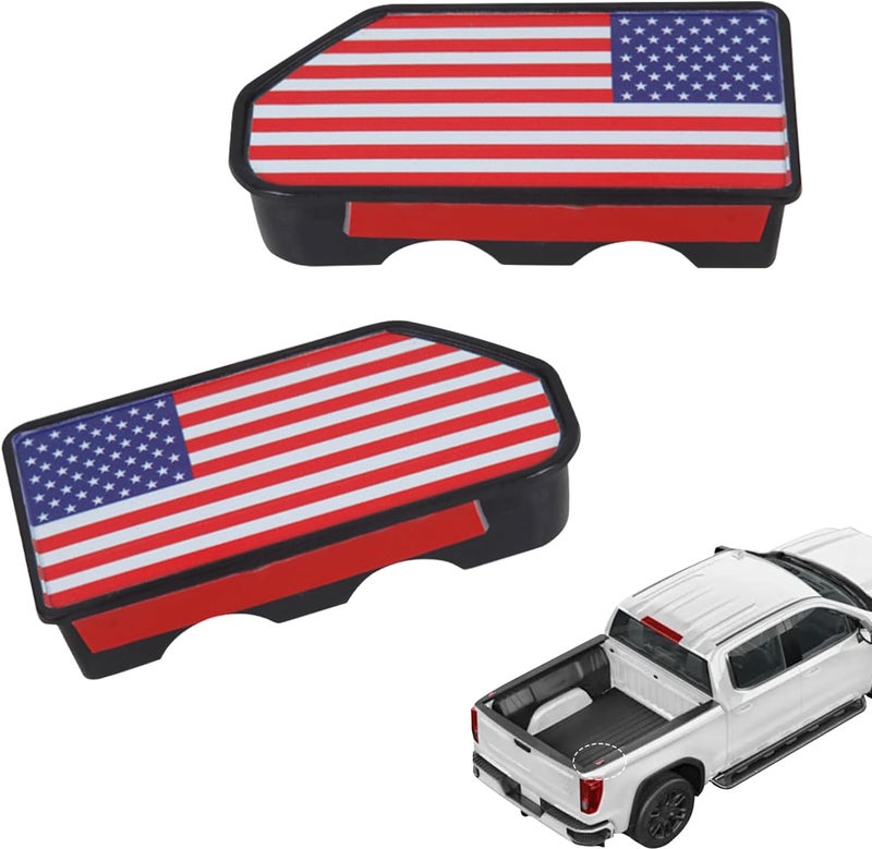Zikefest 2PCS Bed Rail Stake Pocket Covers, Compatible with GMC Chevy Silverado Sierra 1500 2019-2024, GMC Sierra 3500HD 2020-2025, Truck Rear Caps Rear Holes Plugs Covers (Red Flag) - Image 1